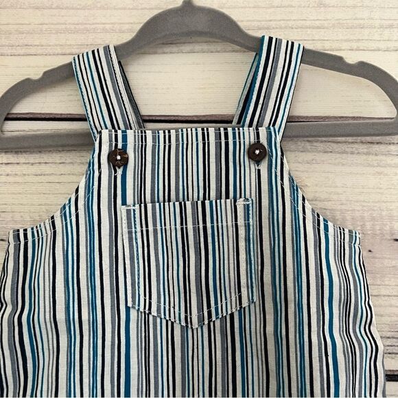 Oliver & Rain Newborn Baby Striped Overalls - Organic & Eco-Friendly - Picture 3 of 6